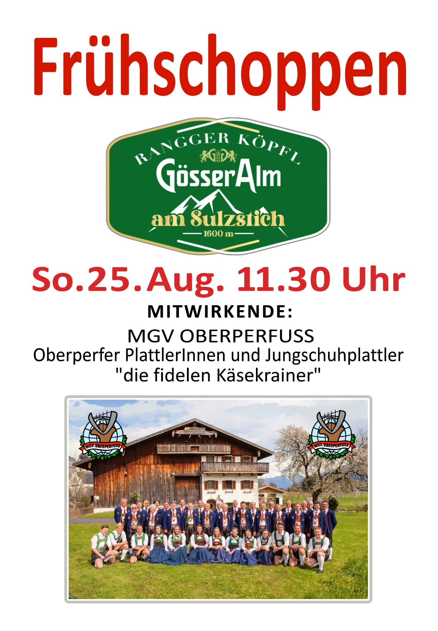 Frühschoppen Gösseralm am 25. August 2024